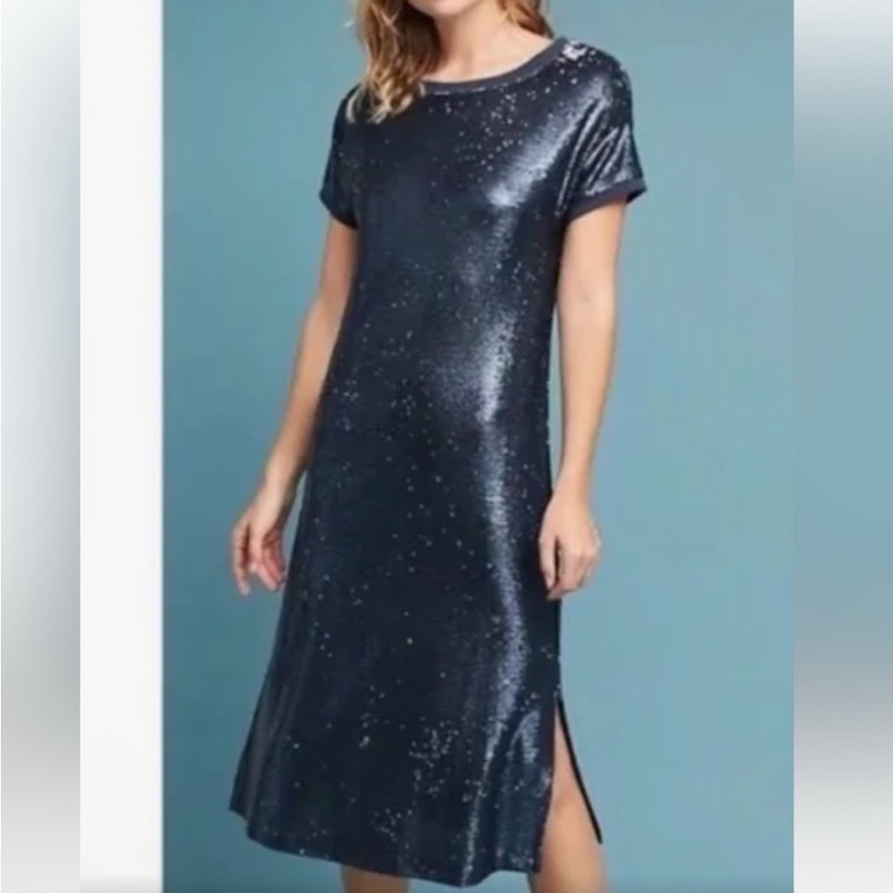 Moulinette Soeurs Blue Sequin Sheath Midi Dress